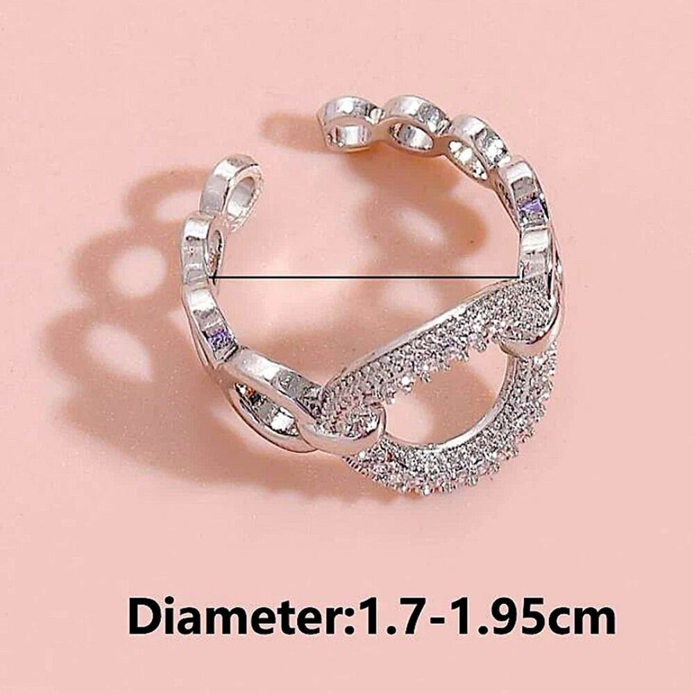SILVER ZIRCON RING ADJUSTAABLE - Picture 3 of 4
